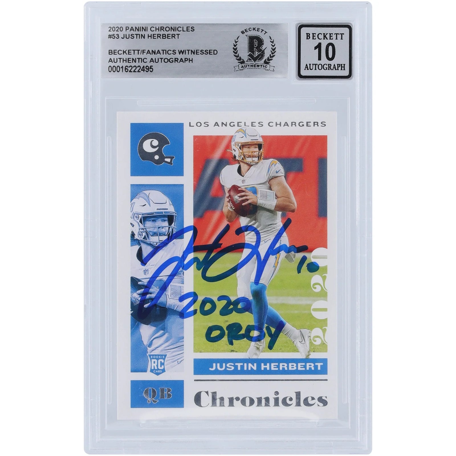 Justin Herbert Signed 2020 Panini Chronicles #53 Rookie Card | Graded 10