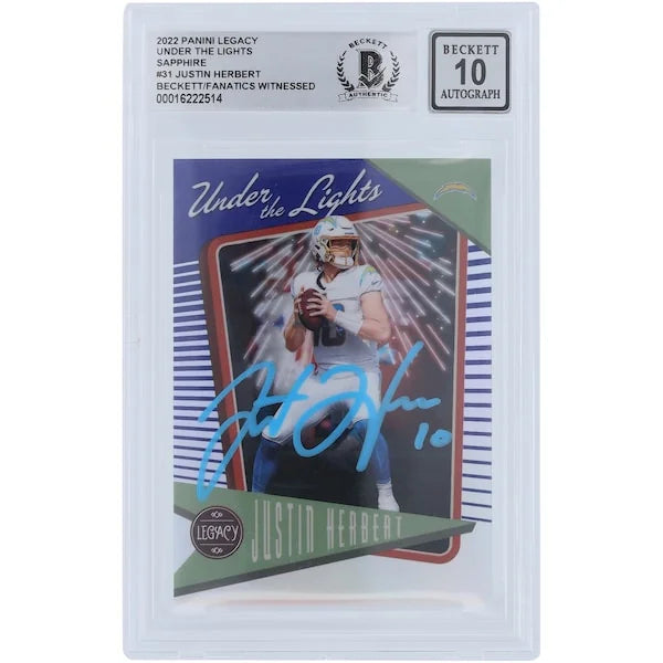 Justin Herbert Signed 2022 Panini Legacy Sapphire #UL-31 | Graded 10