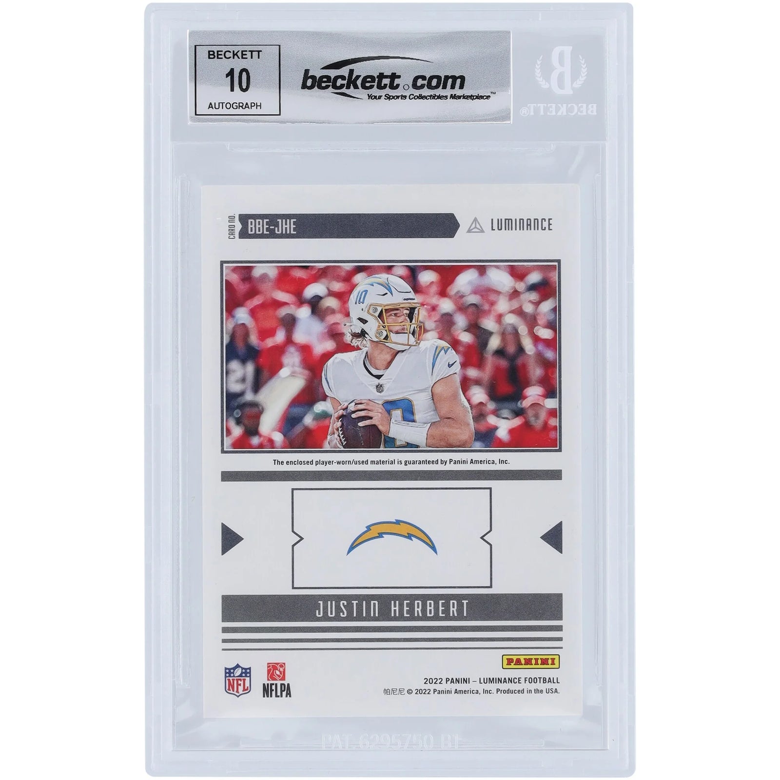 Justin Herbert Signed 2022 Panini Luminance Relic Card | Graded 10