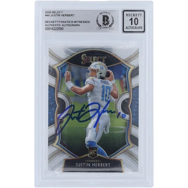 Justin Herbert Signed 2020 Panini Select #44 Rookie Card | Graded 10