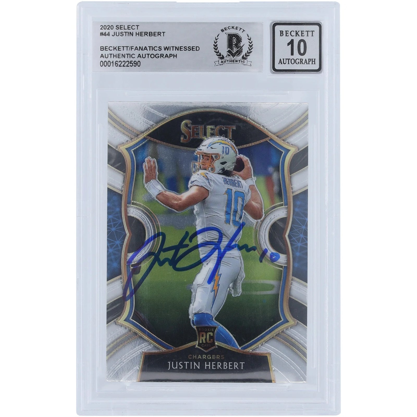 Justin Herbert Signed 2020 Panini Select #44 Rookie Card | Graded 10