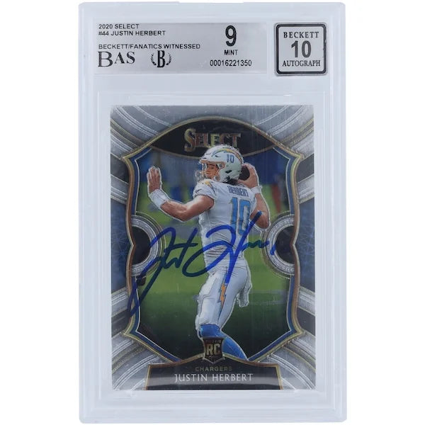 Justin Herbert Signed 2020 Panini Select #44 Rookie Card | Graded 9