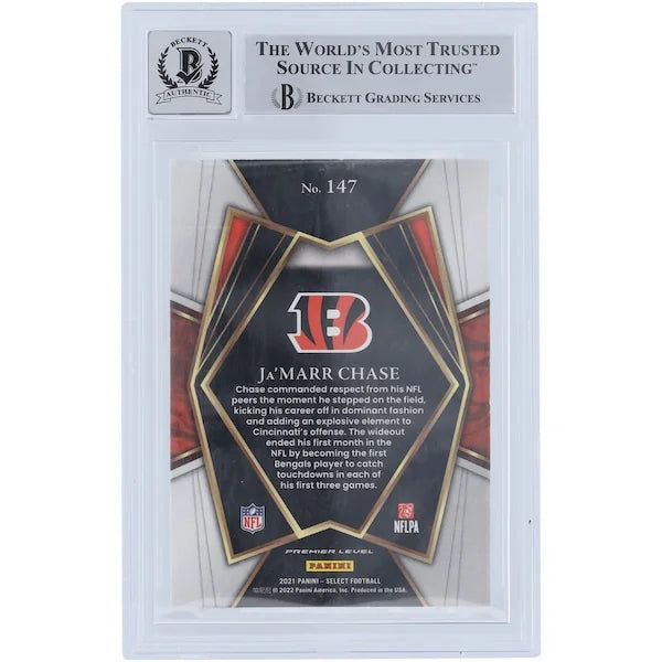 Ja'Marr Chase Signed 2021 Panini Select #147 Rookie Card | Beckett Graded 9