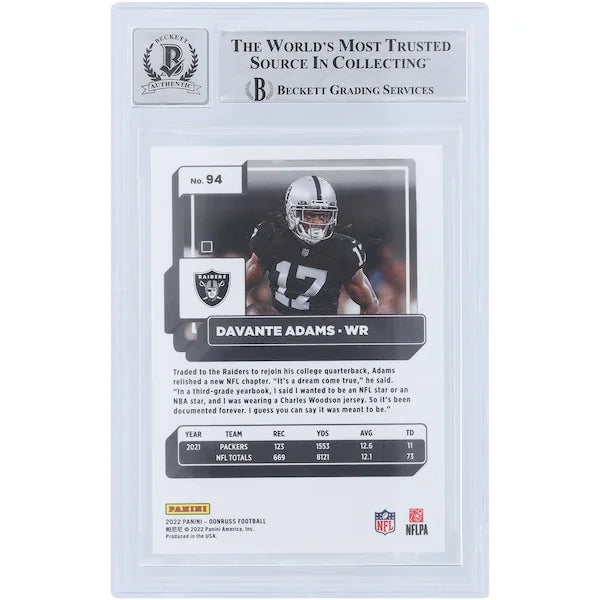 Davante Adams Signed 2022 Panini Donruss Press Proof #94 | Beckett 9