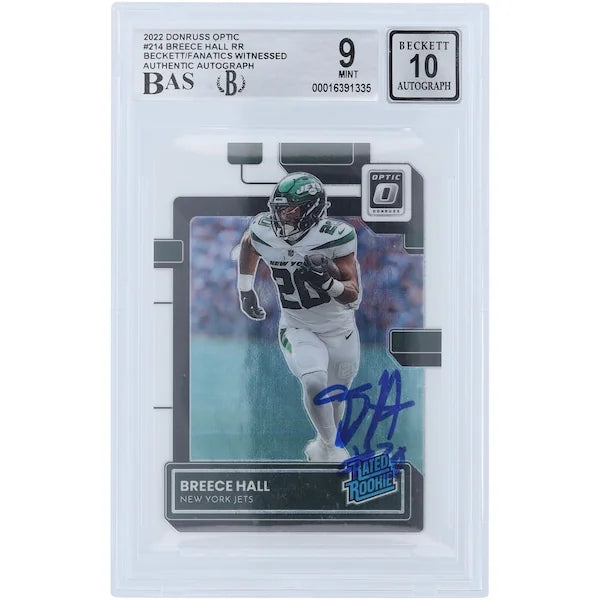 Breece Hall Signed 2022 Panini Donruss Rated Rookie #214 | Beckett 9