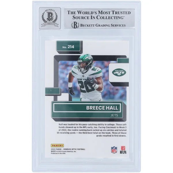 Breece Hall Signed 2022 Panini Donruss Rated Rookie #214 | Beckett 9