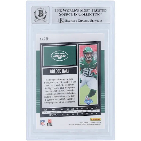 Breece Hall Signed 2022 Panini Score #330 Rookie Card | Beckett Authenticated