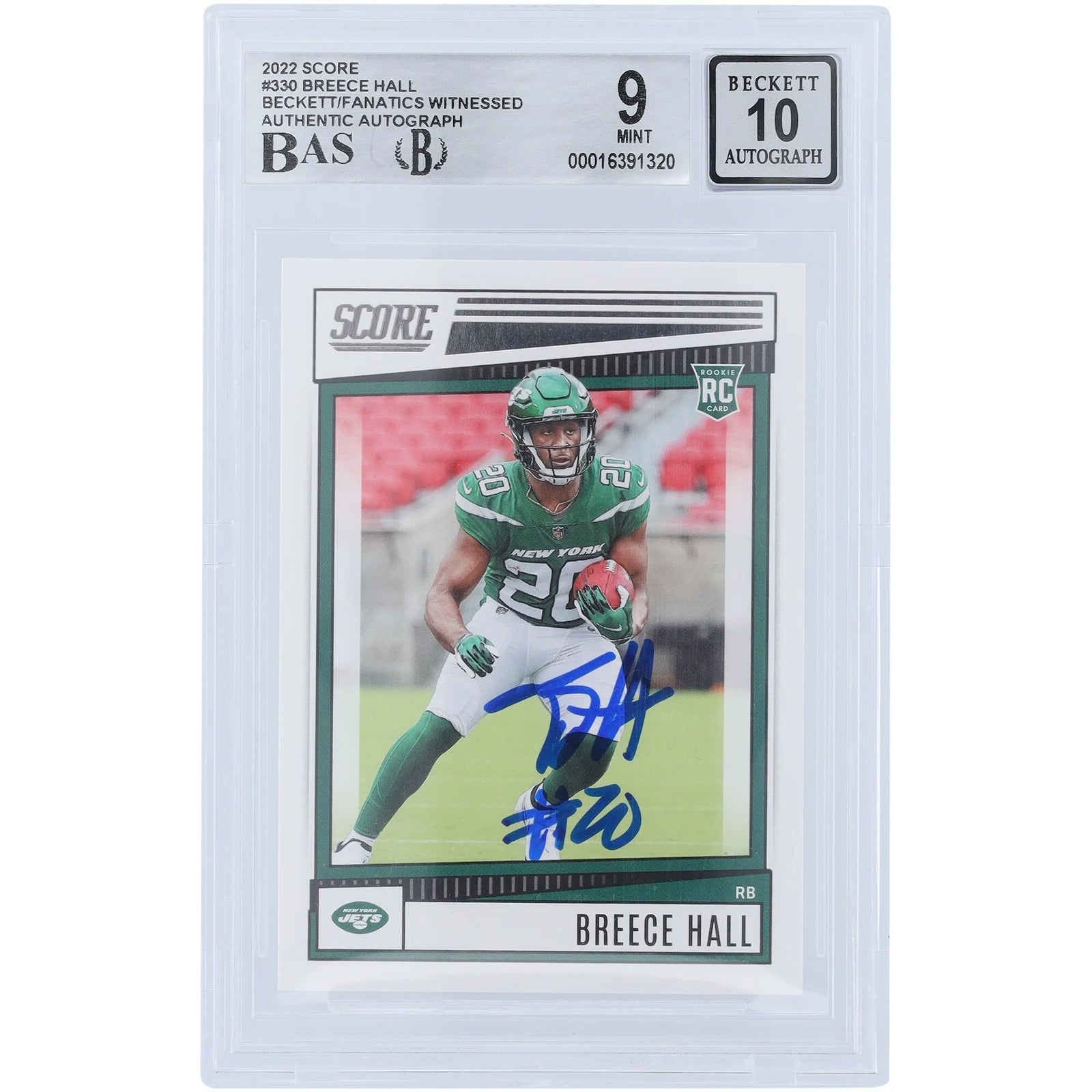 Breece Hall Signed 2022 Panini Score #330 Rookie Card | Beckett Authenticated