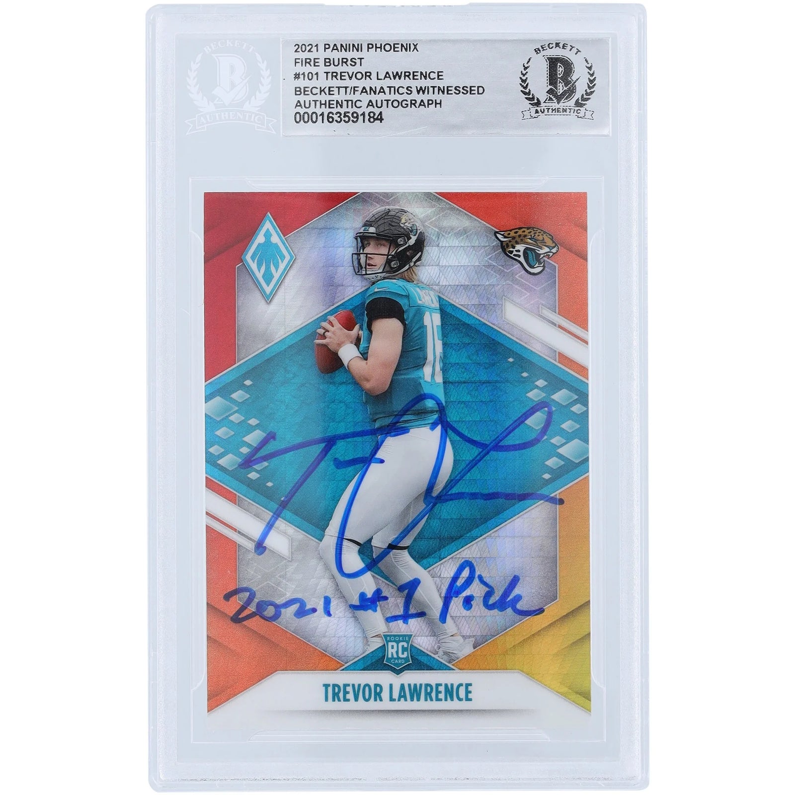 Trevor Lawrence Signed 2021 Panini Phoenix Fire Burst #101 | 2021 #1 Pick Inscription