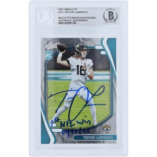Trevor Lawrence Signed 2021 Panini Absolute #101 Rookie Card | 1st NFL Win Inscription