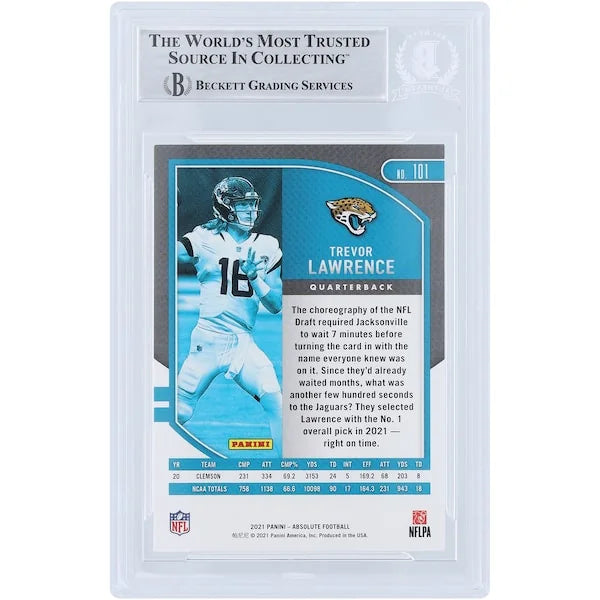Trevor Lawrence Signed 2021 Panini Absolute #101 Rookie Card | 1st NFL Win Inscription