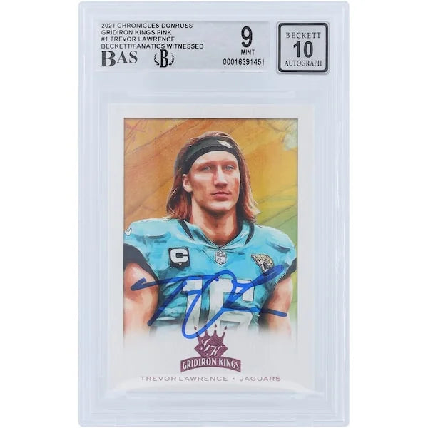 Trevor Lawrence Signed 2021 Panini Donruss Gridiron Kings Pink Rookie Card | Beckett 9