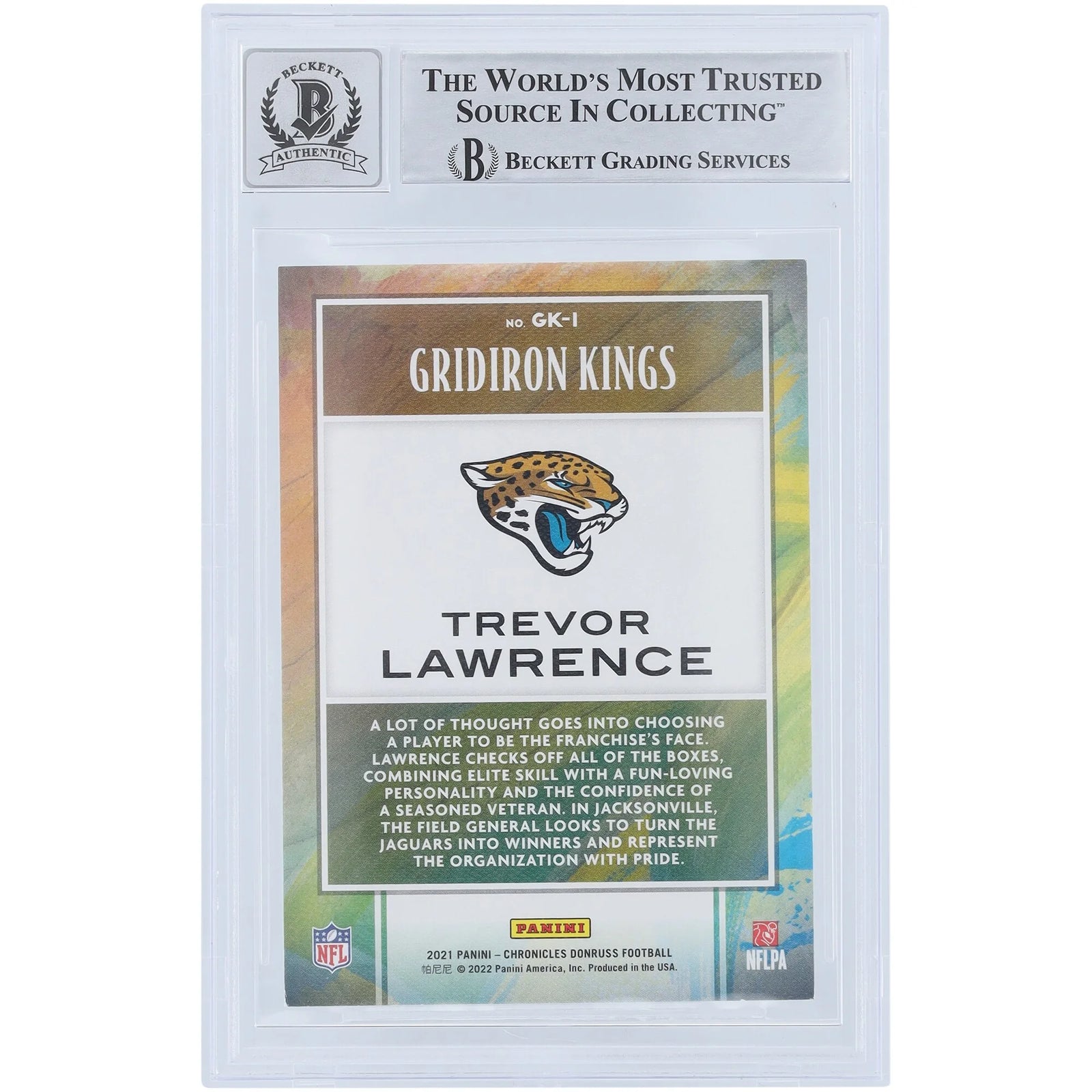 Trevor Lawrence Signed 2021 Panini Donruss Gridiron Kings Pink Rookie Card | Beckett 9