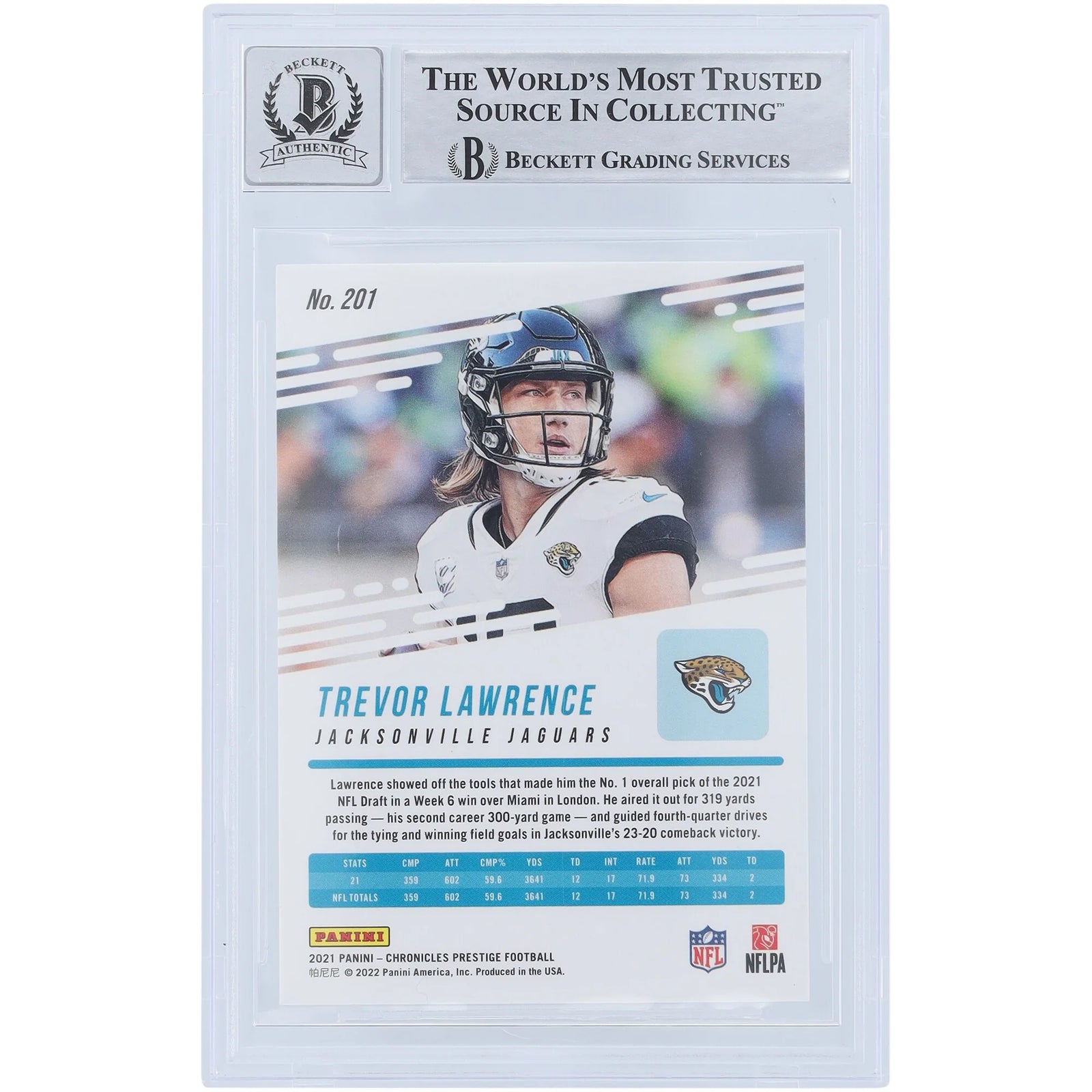 Trevor Lawrence Signed 2021 Panini Chronicles Prestige Rookies #201 | Jaguars Rookie