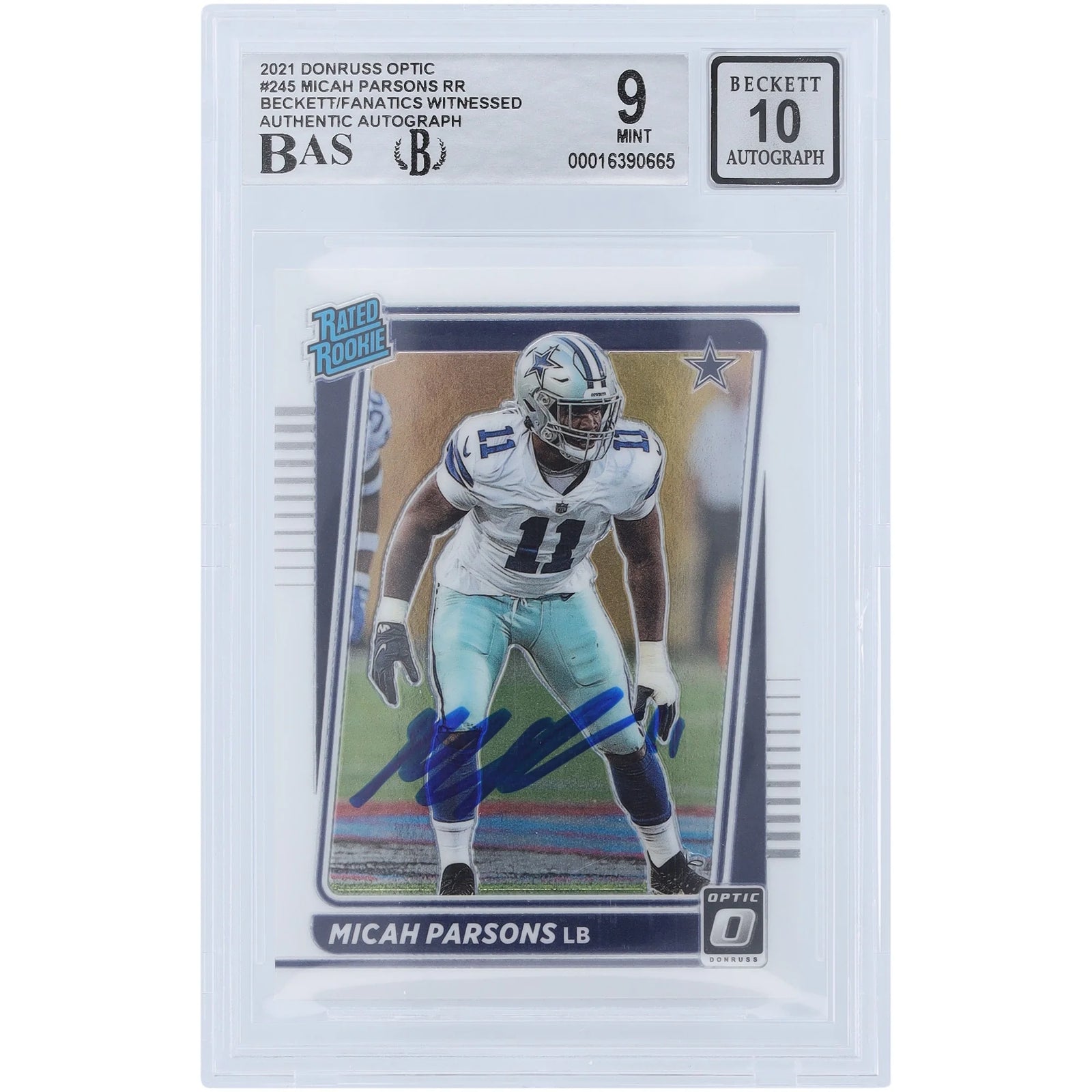 Micah Parsons Signed 2021 Panini Donruss Optic Rated Rookie #245 | Beckett 9