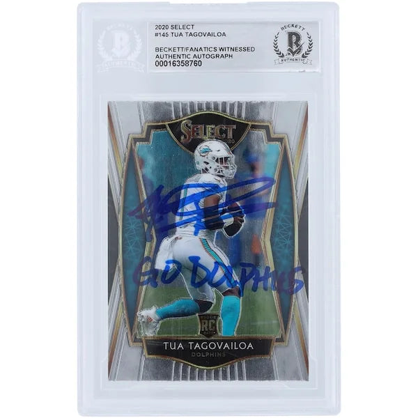 Tua Tagovailoa Signed 2020 Panini Select Rookie #145 Card | GO DOLPHINS Inscription