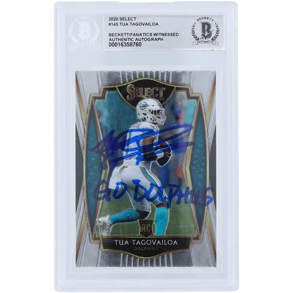 Tua Tagovailoa Signed 2020 Panini Select Rookie #145 Card | GO DOLPHINS Inscription