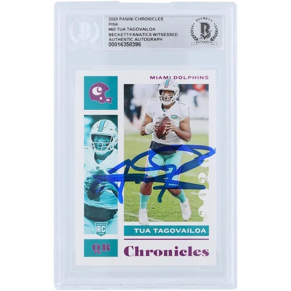 Tua Tagovailoa Signed 2020 Panini Chronicles Pink Rookie Card #60 | Beckett Authenticated