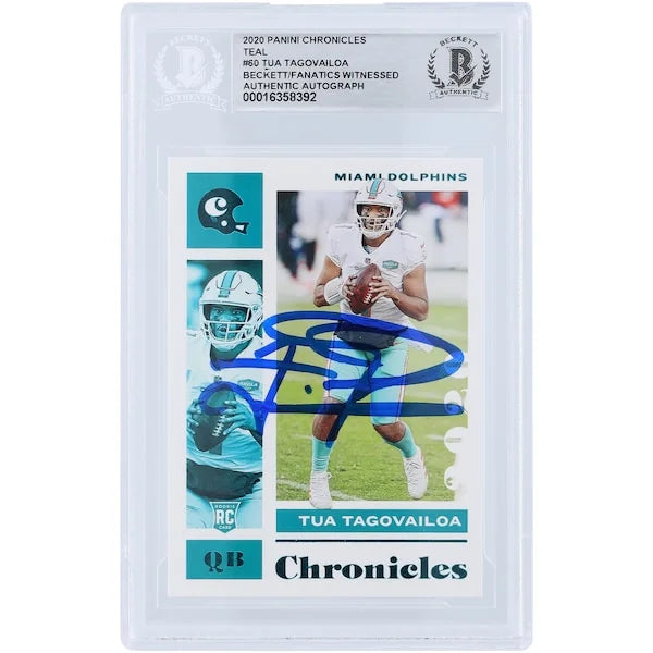 Tua Tagovailoa Signed 2020 Panini Chronicles Teal #60 Rookie Card | Beckett Authenticated