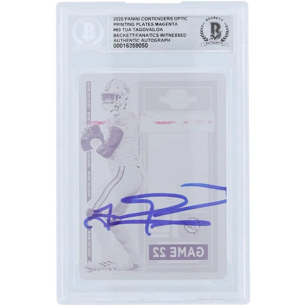 Tua Tagovailoa Signed 2020 Panini Contenders Optic Magenta Printing Plate #93 | 1/1 Rookie