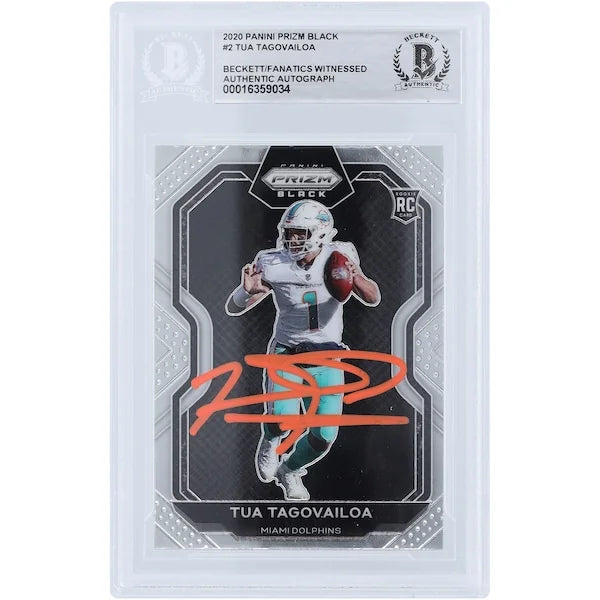 Tua Tagovailoa Signed 2020 Panini Prizm Black Orange Ink Rookie Card | Beckett Authenticat