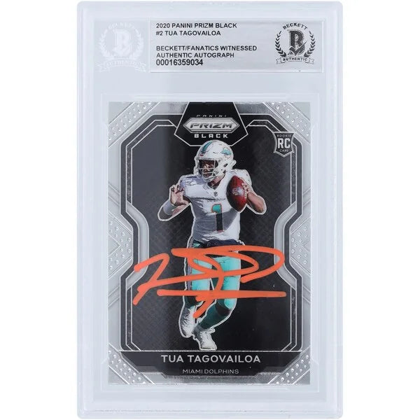 Tua Tagovailoa Signed 2020 Panini Prizm Black Orange Ink Rookie Card | Beckett Authenticat