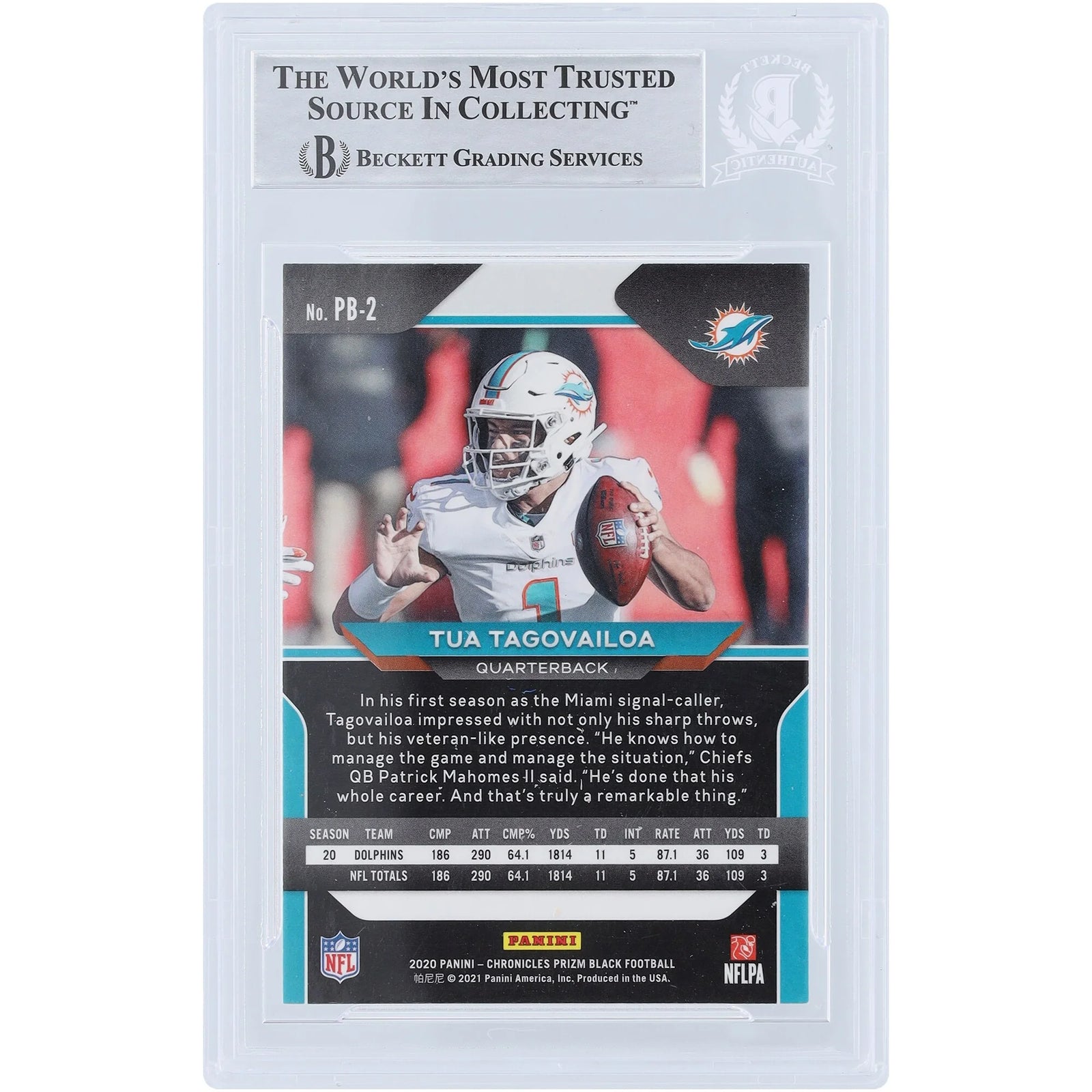 Tua Tagovailoa Signed 2020 Panini Prizm Black Orange Ink Rookie Card | Beckett Authenticat