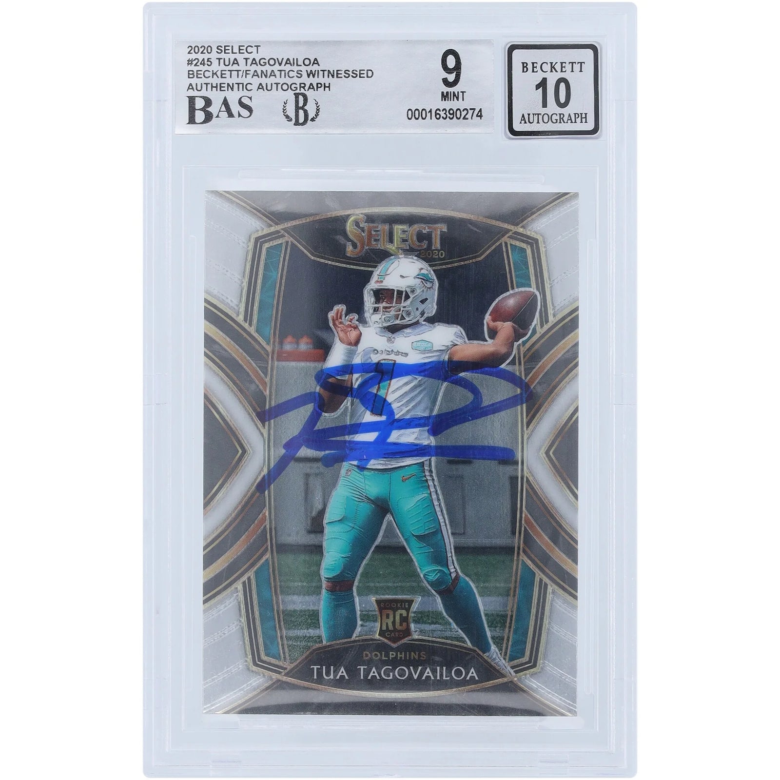 Tua Tagovailoa Signed 2020 Panini Select Club Level #245 Rookie Card | Beckett 9