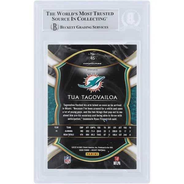 Tua Tagovailoa Signed 2020 Panini Select Concourse Silver Prizm #45 Rookie Card | Authenti