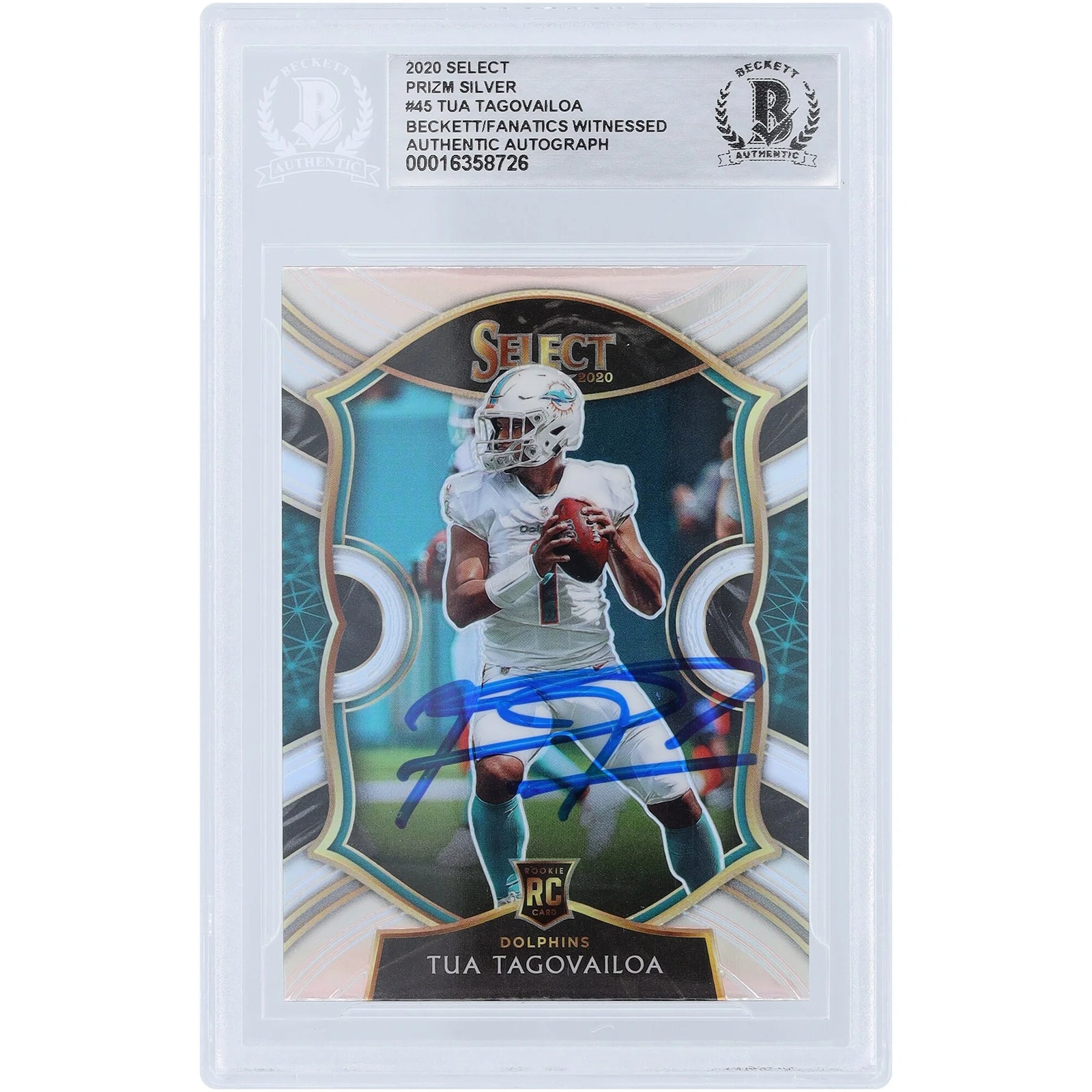 Tua Tagovailoa Signed 2020 Panini Select Concourse Silver Prizm #45 Rookie Card | Authenti