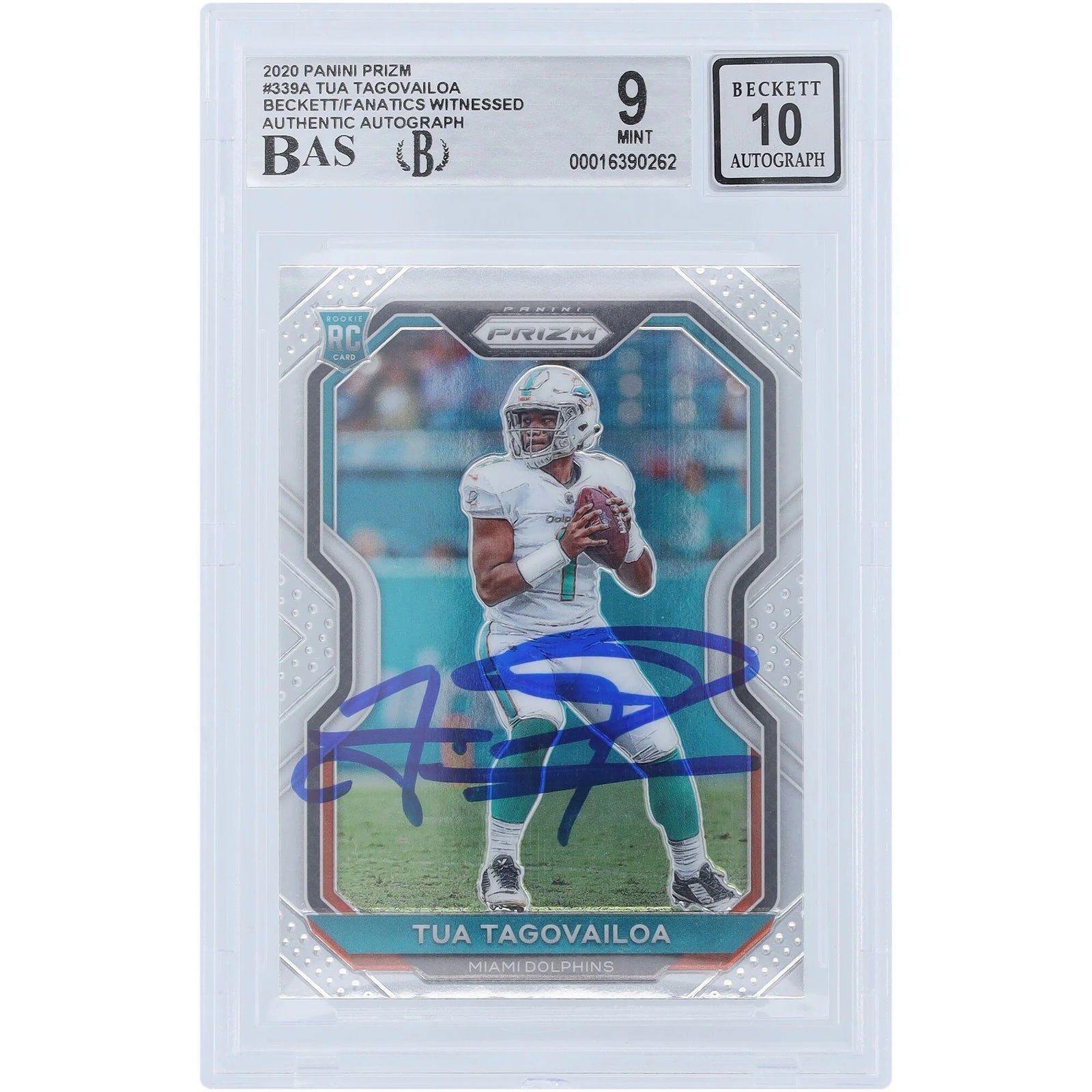 Tua Tagovailoa Signed 2020 Panini Prizm #339 Rookie Card | Beckett 9