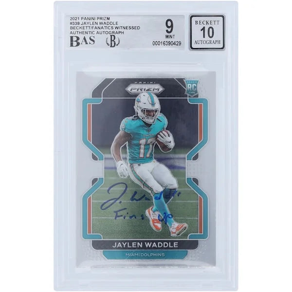 Jaylen Waddle Signed 2021 Panini Prizm #338 Rookie Card | Fins Up Inscription