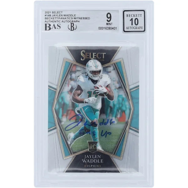 Jaylen Waddle Signed 2021 Panini Select Premier Level #148 Rookie Card | Fins Up Inscripti