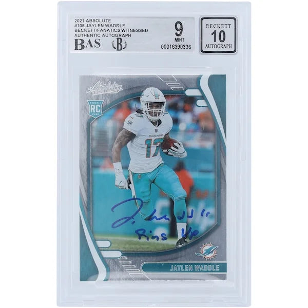Jaylen Waddle Signed 2021 Panini Absolute #106 Rookie Card | Fins Up Inscription