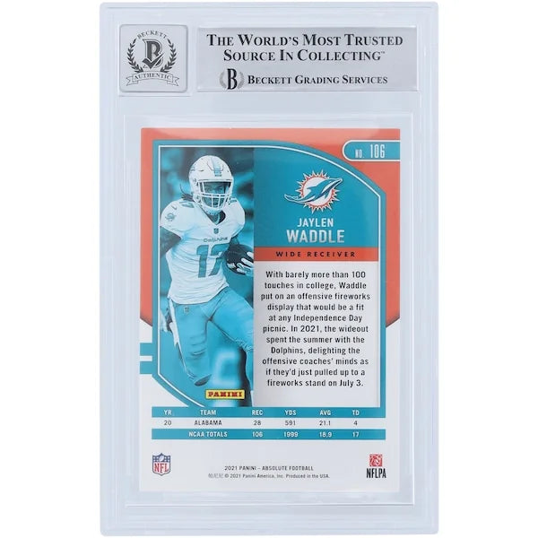 Jaylen Waddle Signed 2021 Panini Absolute #106 Rookie Card | Fins Up Inscription
