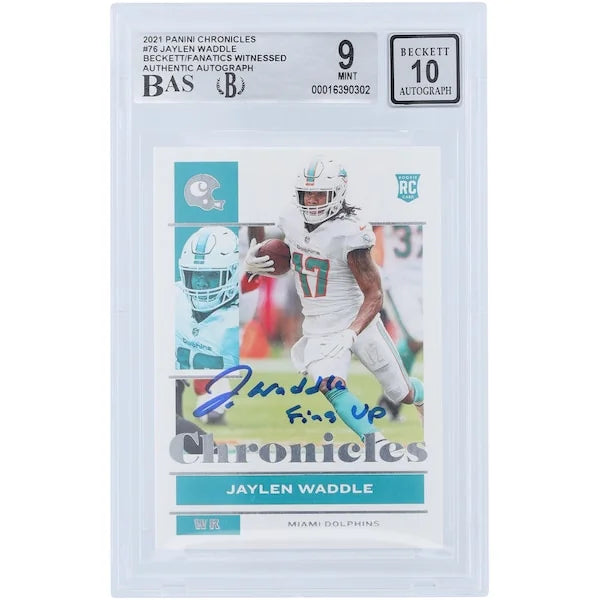 Jaylen Waddle Signed 2021 Panini Chronicles #76 Rookie Card | Fins Up Inscription