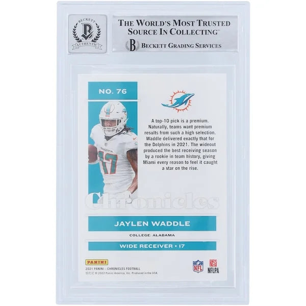 Jaylen Waddle Signed 2021 Panini Chronicles #76 Rookie Card | Fins Up Inscription