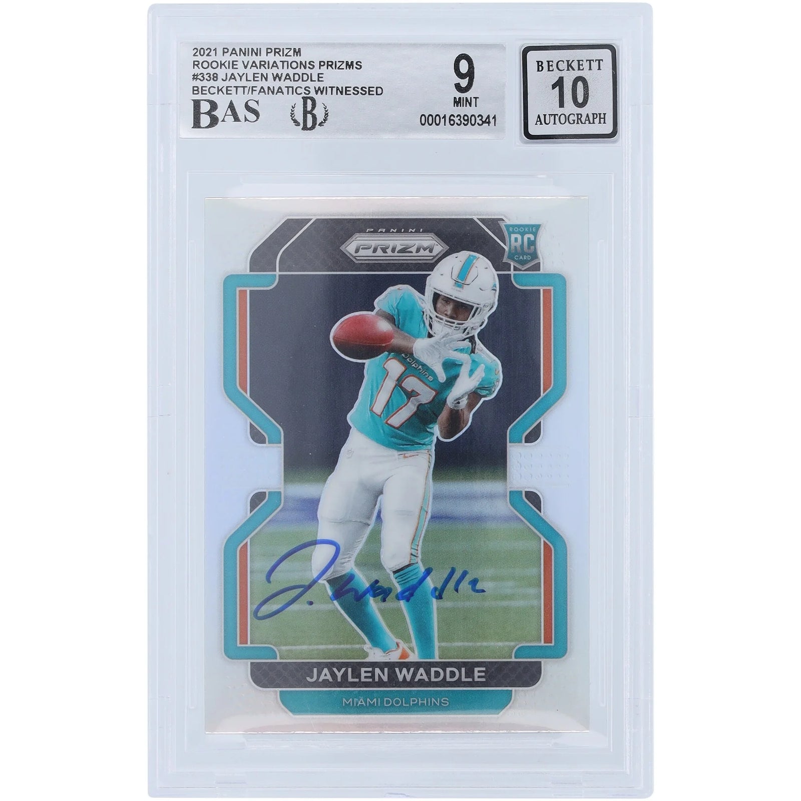 Jaylen Waddle Signed 2021 Panini Prizm Rookie Variations #V-338 | Beckett Authenticated