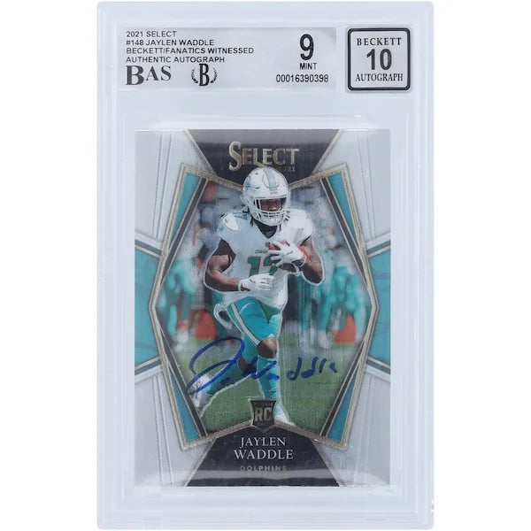Jaylen Waddle Signed 2021 Panini Select Premier Level #148 Rookie Card | Beckett Graded 9