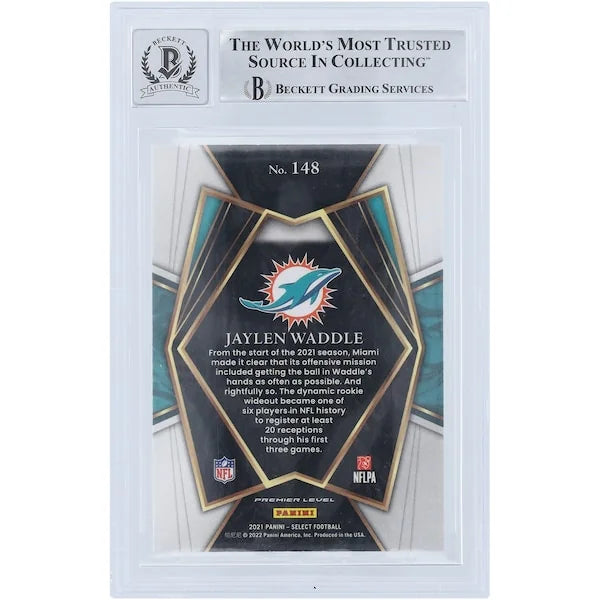 Jaylen Waddle Signed 2021 Panini Select Premier Level #148 Rookie Card | Beckett Graded 9