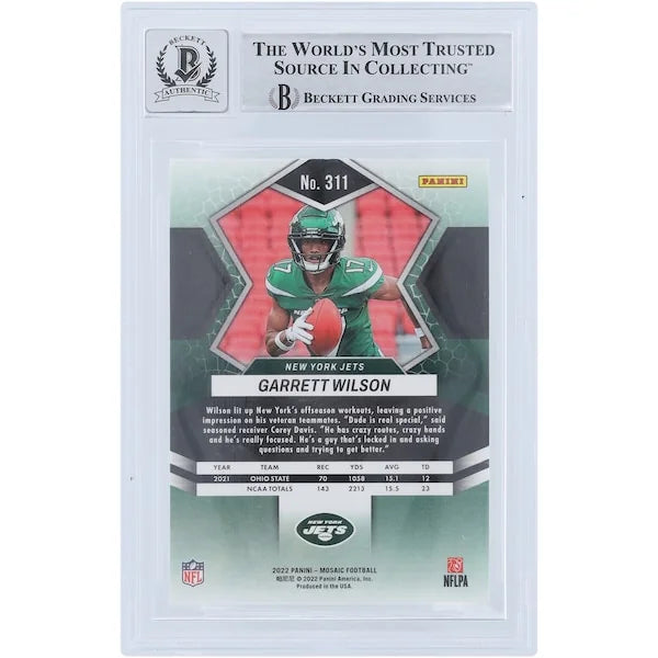 Garrett Wilson Signed 2022 Panini Mosaic #311 Rookie Card | 2022 OROY Inscription