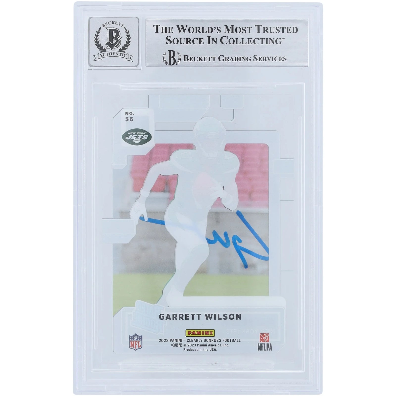 Garrett Wilson Signed 2022 Panini Clearly Donruss Rookie Card #56 | Beckett Authenticated