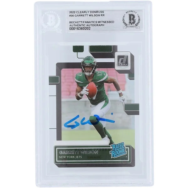 Garrett Wilson New York Jets Autographed 2022 Panini Clearly Donruss Rated Rookie #56 Beckett Fanatics Witnessed Authenticated Rookie Card - F2