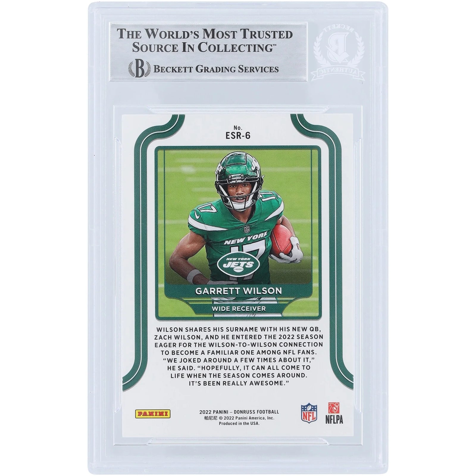 Garrett Wilson Signed 2022 Panini Donruss Elite Series Rookies Card | Beckett Authenticate