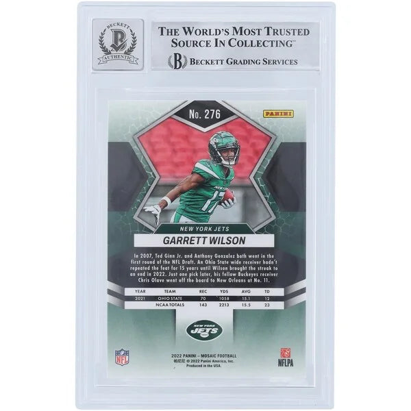 Garrett Wilson Signed 2022 Panini Mosaic NFL Debut #276 Rookie Card | Beckett Authenticate