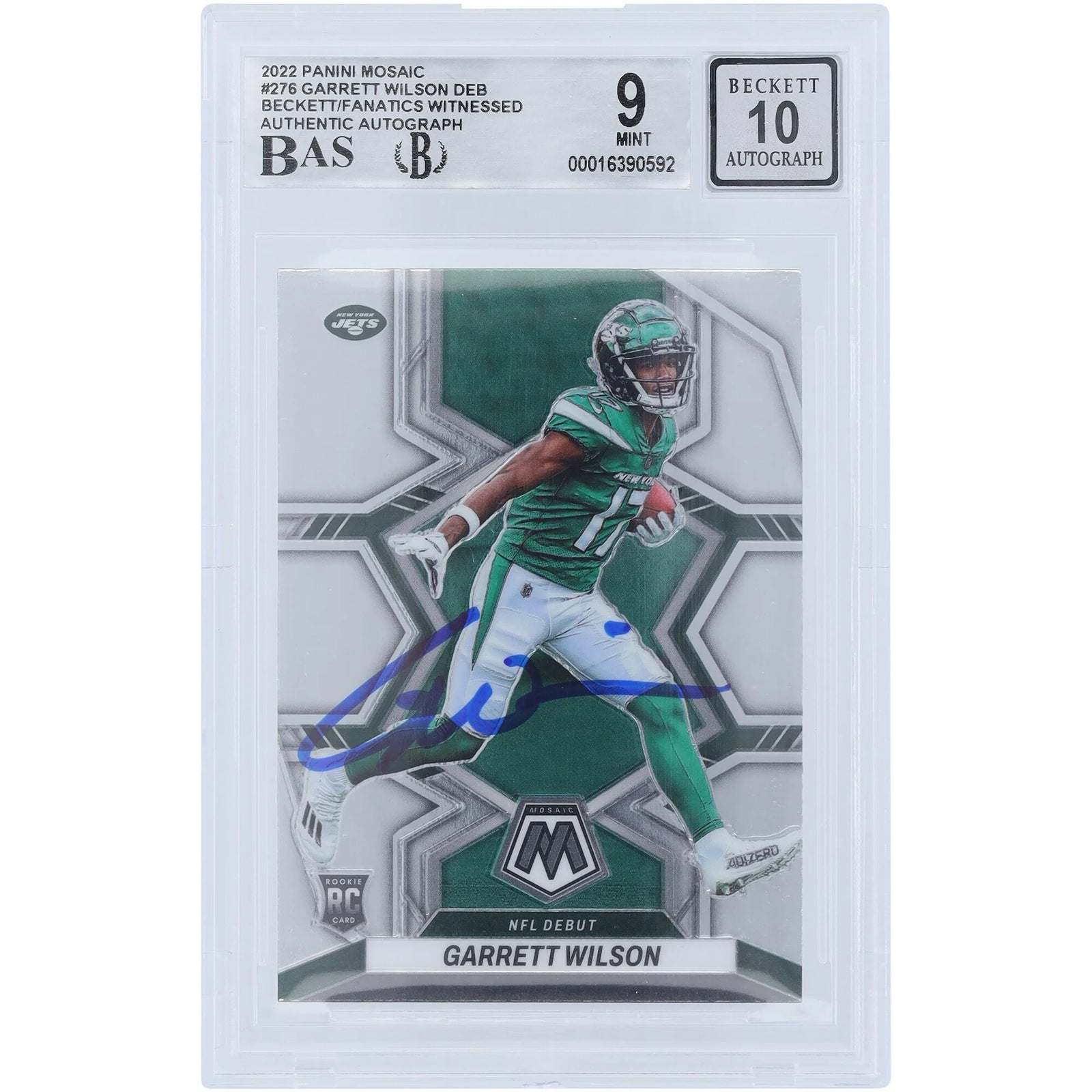 Garrett Wilson Signed 2022 Panini Mosaic NFL Debut #276 Rookie Card | Beckett Authenticate