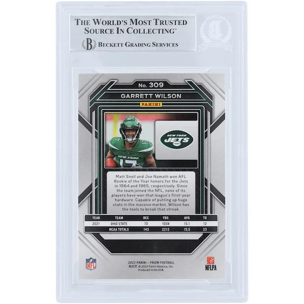 Garrett Wilson Signed 2022 Panini Prizm #309 Rookie Card | Jets