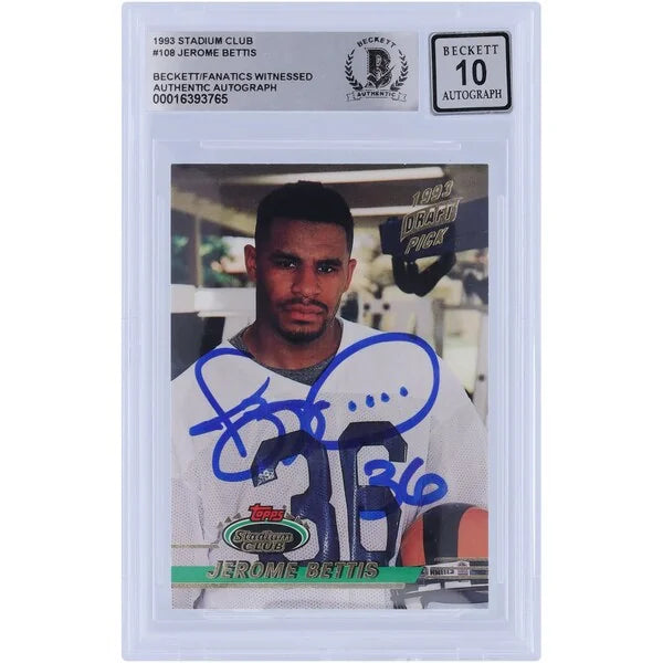 Jerome Bettis Signed 1993 Topps Stadium Club #108 Rookie Card | Beckett 10