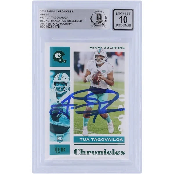 Tua Tagovailoa Signed 2020 Panini Chronicles Green #60 Rookie Card | Beckett 10
