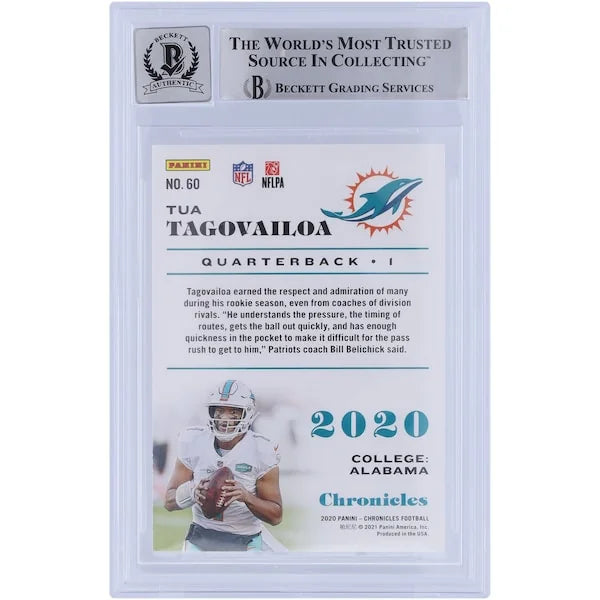 Tua Tagovailoa Signed 2020 Panini Chronicles Green #60 Rookie Card | Beckett 10